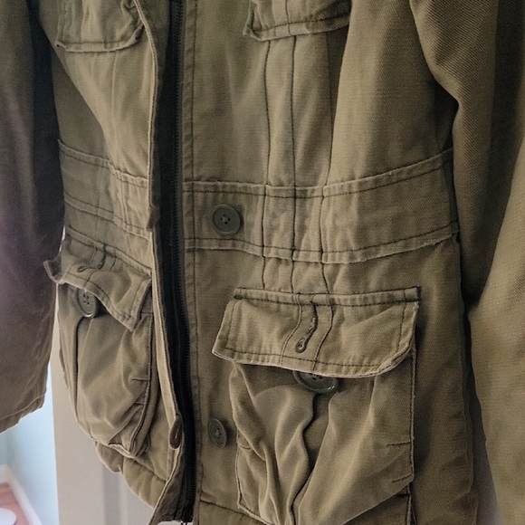 Abercrombie & Fitch Kids Khaki Jacket with Red Interior - Picture 3 of 5